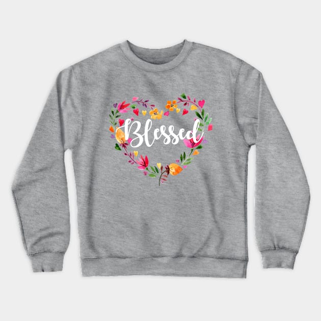 Blessed Mom Women Gift idea Floral Mothers day Gift Crewneck Sweatshirt by Bezra